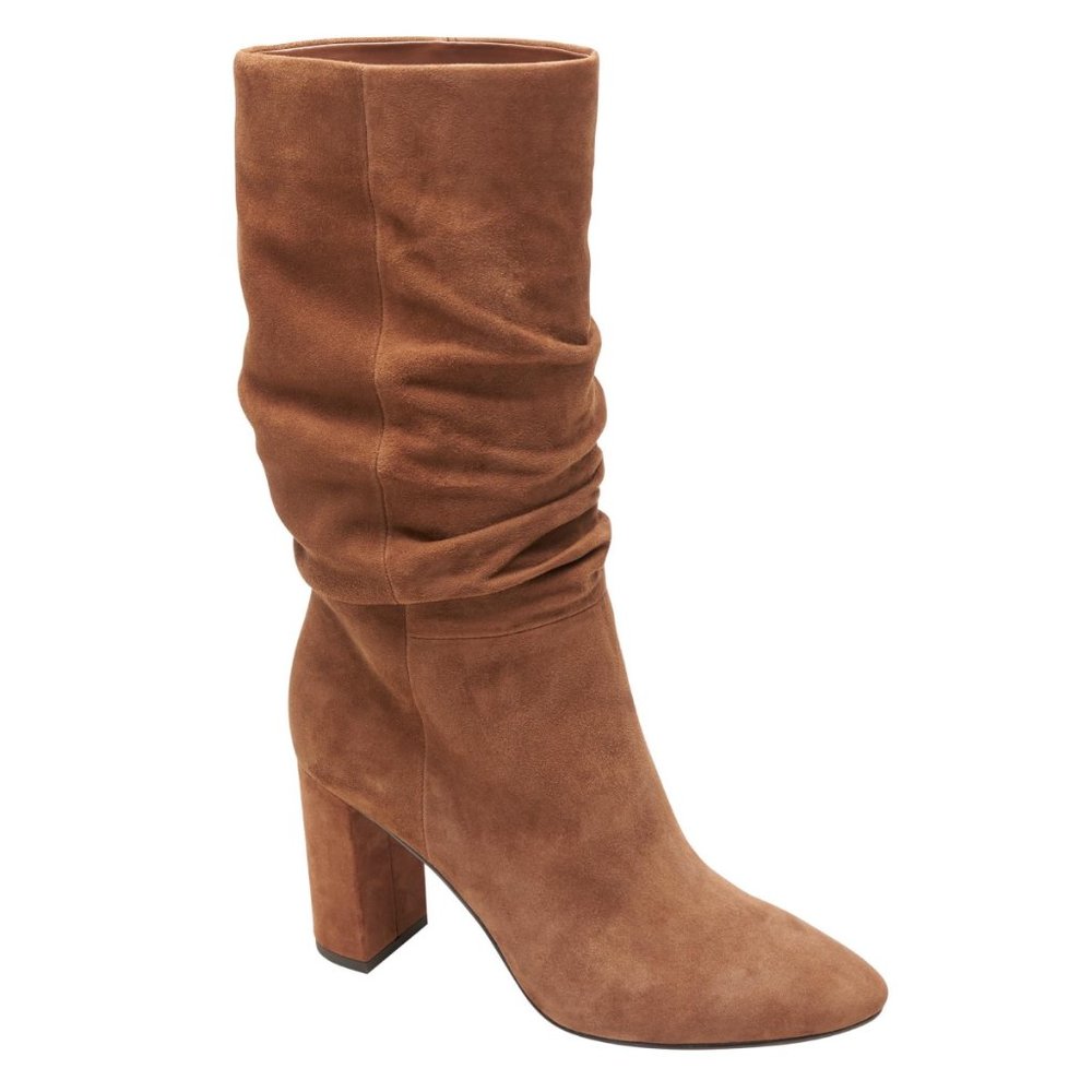 NEW Banana Republic $239 Midshaft Suede Slouchy Boot Nutmeg Brown - Picture 3 of 11